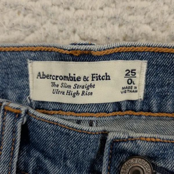 Abercrombie &‎ Fitch Slim Straight Ultra High Rise Jeans Blue Women 25 0L Long - Image 7