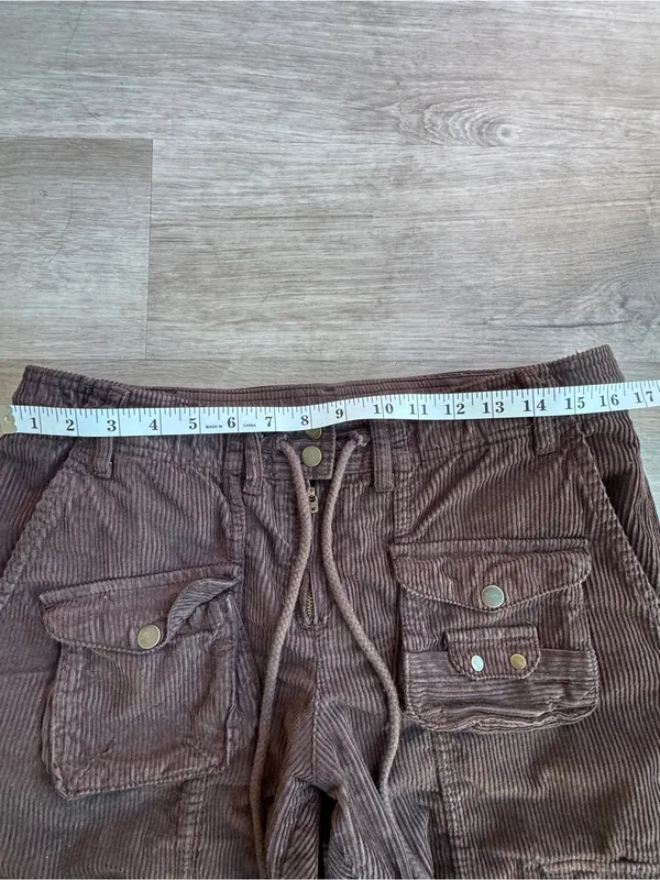 Free People Tahiti Cargo Corduroy Pants Size small Brown Drawstring - Image 5