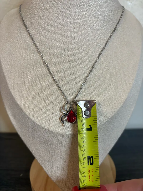 Handmade Silver/Red Spider Necklace - Image 5