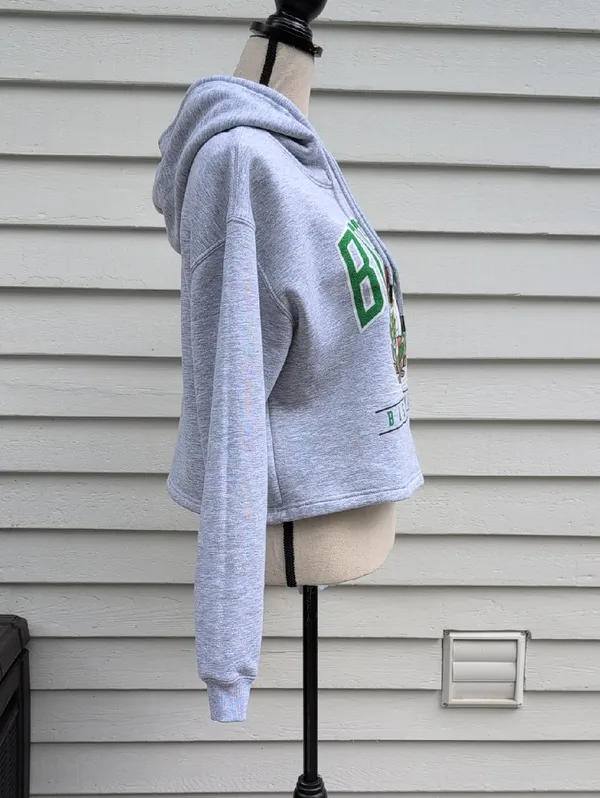 NBA Boston Celtics Grey Cropped Hoodie - Image 4