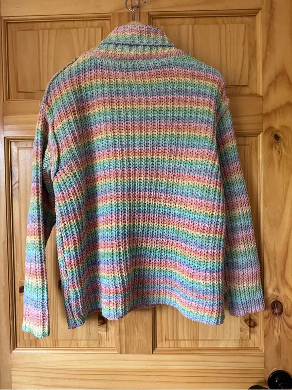 Peace Love World Pastel Striped Cowl Neck Sweater size medium - Image 5