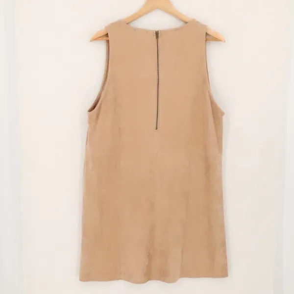LUCCA Faux Vegan Suede Mini Shift Dress Womens Size L Jumper Minimalist Western - Image 2