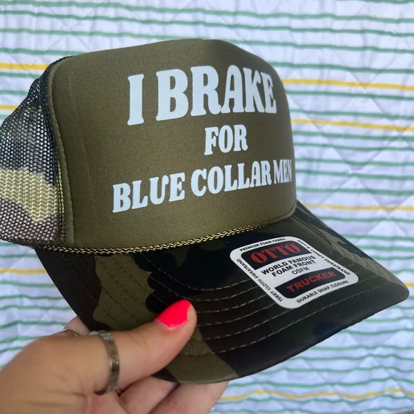 I brake for blue collar men hat Green - Image 2