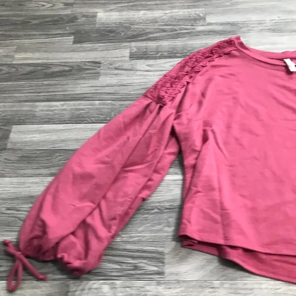 Xhilaration Coral Balloon Arm Lace Trim Pullover; Large Women’s - Image 4
