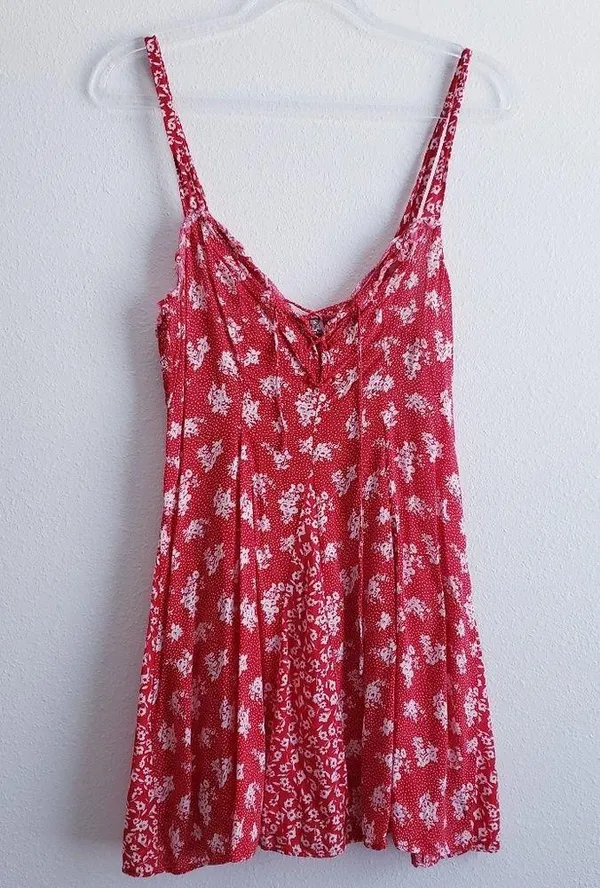 Free People Dont Dare Red Mixed Floral Mini Dress - Image 2
