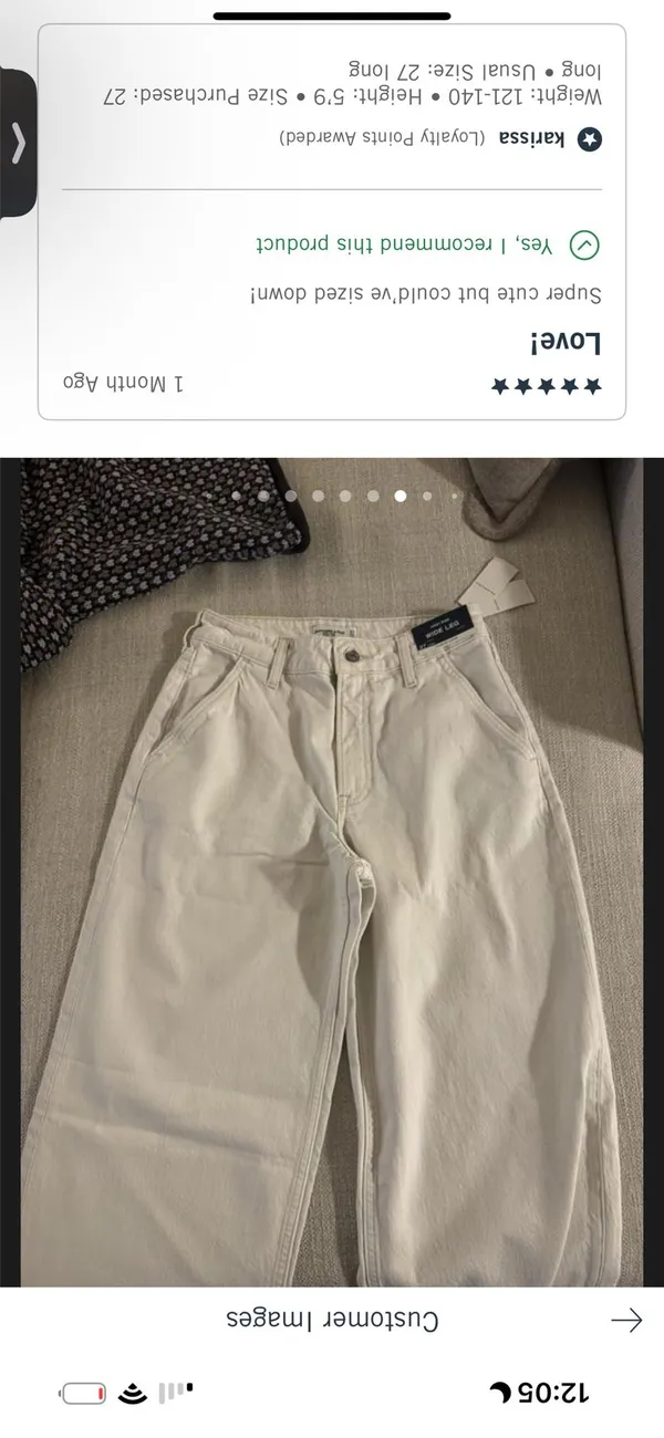 A&F Cream wide leg jeans - Image 3