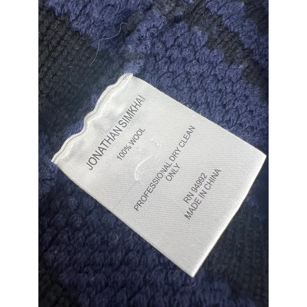 Jonathan Simkhai Tassel Fringe Knit Wool Sweater Black Blue‎ Stripe - Image 12