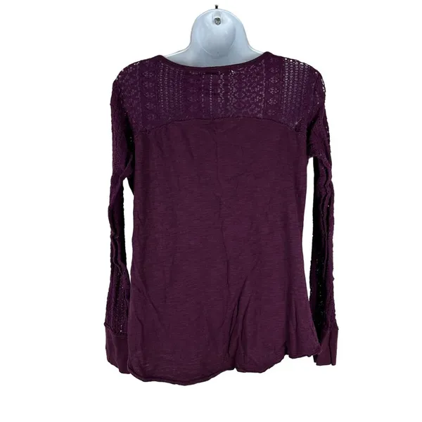 Maurices Womens Long Sleeve Purple Lace Top Size L - Image 2
