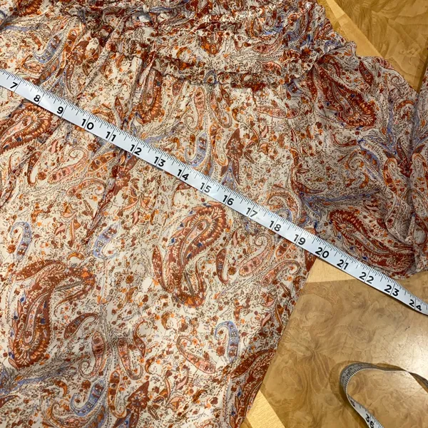Mi Ami Francesca’s Collection Paisley Print Boho Blouse Size Large Orange - Image 5