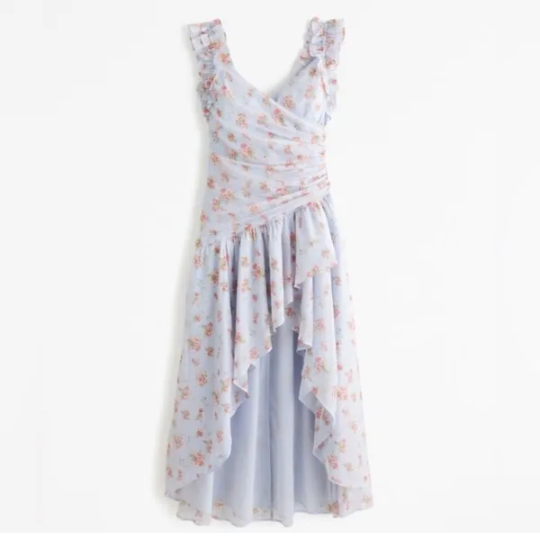 Abercrombie & Fitch Floral Asymmetric Ruffle Maxi Dress Size Small NWT Tiered - Image 5