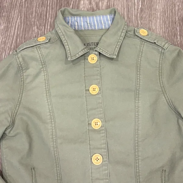 VTG 00s Hollister Co Olive Green Military Utility Jacket Size M Button Up Cotton - Image 4