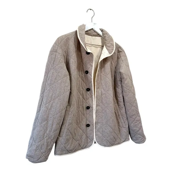 Carve Designs Reversible Quilted Jacket Gray Cream Floral Size S Lightweight - Image 11