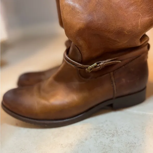 Frye Melissa Seam Riding Boot Cognac Leather Size‎ 7.5 - Image 5