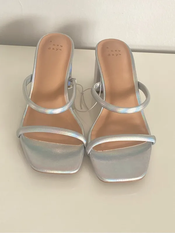 a new day Holographic Metalic Strappy Block Heel Sandal - Image 3
