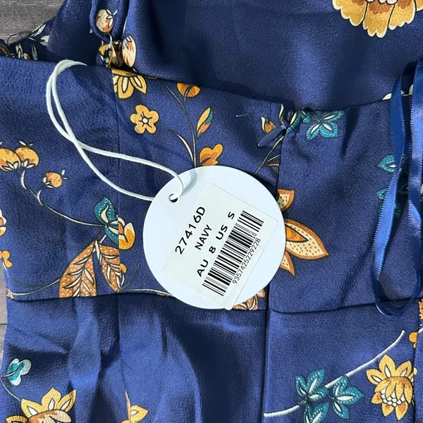 Petal & Pup Alejandra Cowl Neck Midi Dress Blue Floral Size 4‎ NWT - Image 12