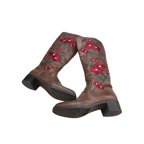Francesca's High Boots with Floral Design size 7.5 SKU 620 - Image 3