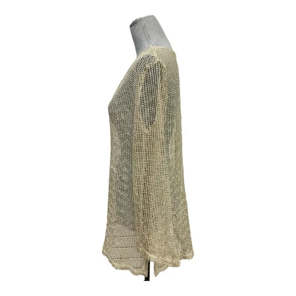 LA BLANCA By Rod Beattie Gold Mesh Net Swim Cover Up gold color size M - Image 3