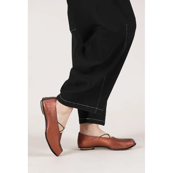 CYDWOQ Stage Flat Leather Mary Janes 36 Copper Art to Wear Shoes Handmade In USA - Image 2