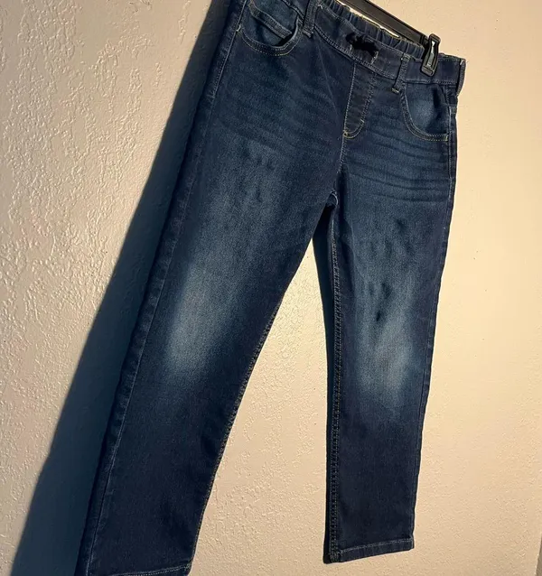 Wrangler Blue Straight Leg Jeans Classic Style Drawstring Pants Distressed SZ 10 - Image 4