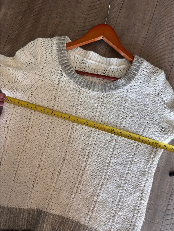 Anthropologie Moth Wool Blend Cream & Silver Knit Sweater Women’s Medium - Image 9
