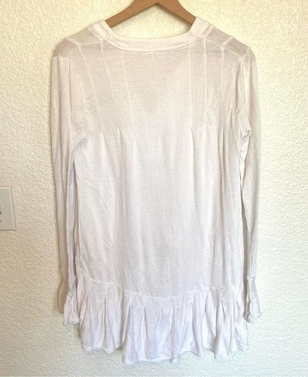 Free People Women's XS Your Girl Ruffle Tunic Dress White Boho Flowy Casual - Image 10