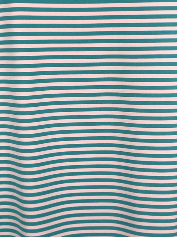 Lulu B Small Aqua Stripe UPF Top Lace Sleeve Coastal Beach Resort Cruise - Image 6