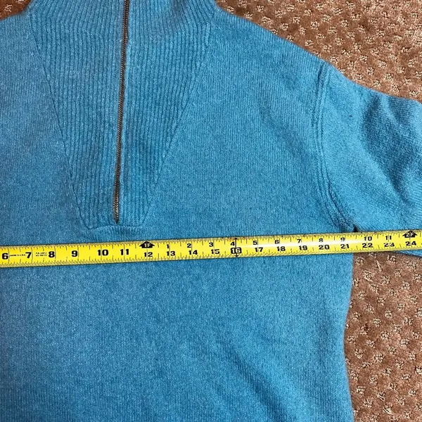 J Crew Turqoise Blue 1/4 Half Zip Mock Neck Wool Blend Pullover Sweater SZ S - Image 7