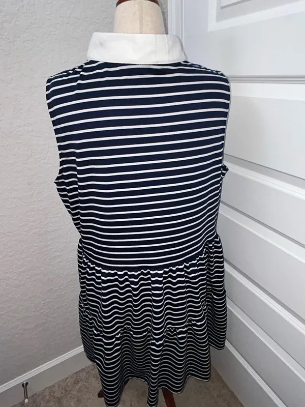 Nautica Jeans Stripe Print Ruffle Tier A-Line Dress Size XXL - Image 9
