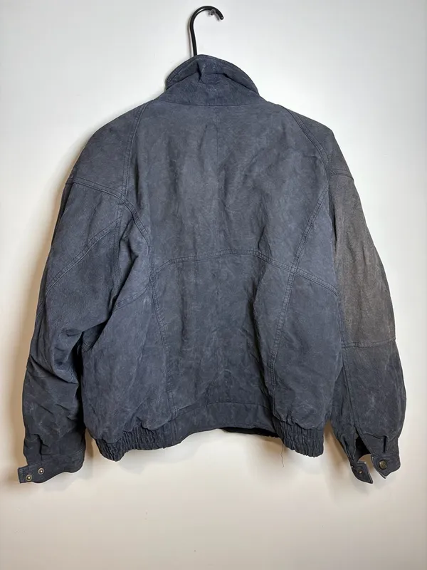 Ash Creek Trading Vintage Suede Leather Bomber Jacket with Oklahoma Seal Buttons - Image 6