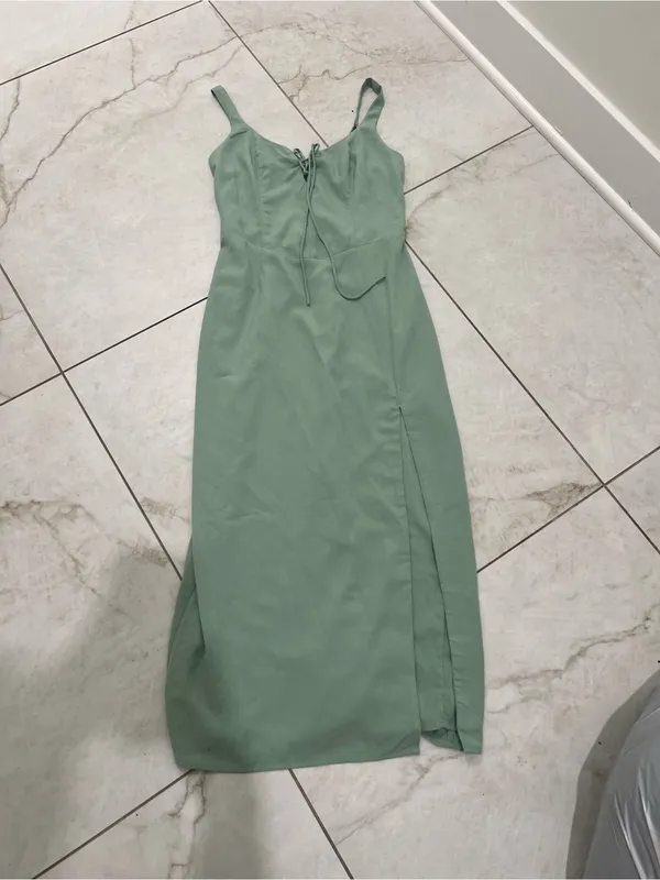 Abercrombie & Fitch Mint Green Corset Lace Up Midi Dress Size Small - Image 2