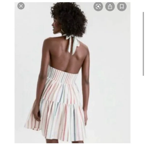 American Eagle Linen Blend Halter Stripe Tiered Multicolor Sleeveless‎ Size M - Image 2