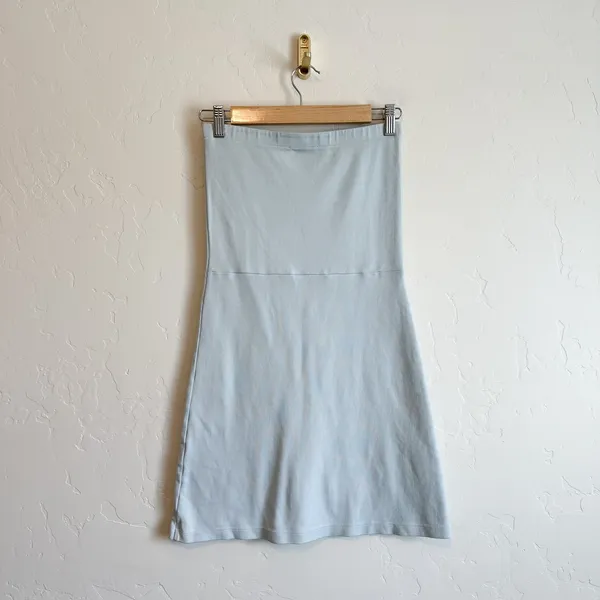 Djerf‎ Avenue | Tube Strapless Organic Cotton Mini Dress in Baby Blue - Image 7