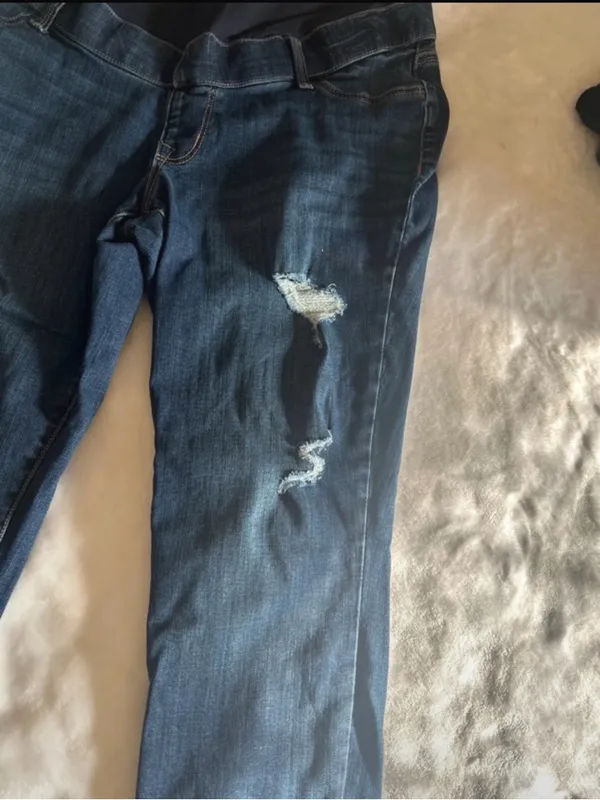 EUC Maurices Maternity Dark Blue Stretch Denim Jeggings with Overband - Image 4