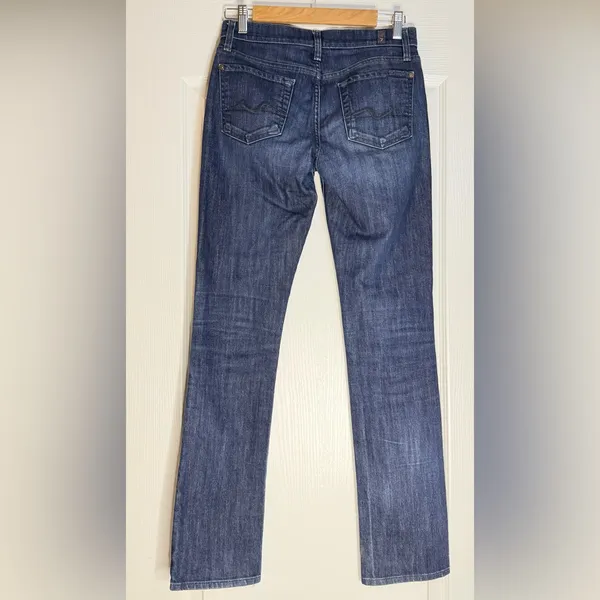 7 For All Mankind Straight Leg Jeans in Dark Blue Wash, Size 25 - Image 4