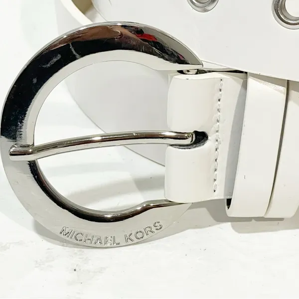Michael Kors Size‎ Large White Silver Grommet Faux Leather Belt - Image 2