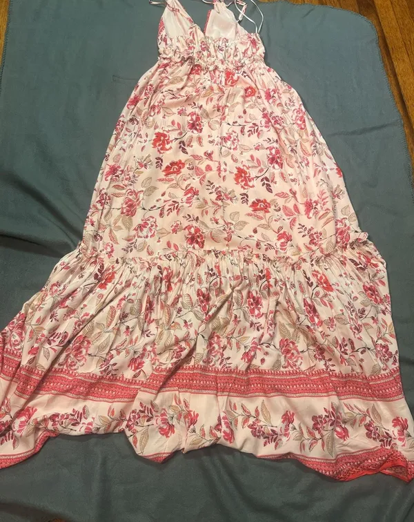 Blue Rain Pink Floral Maxi Dress Size S - Image 10