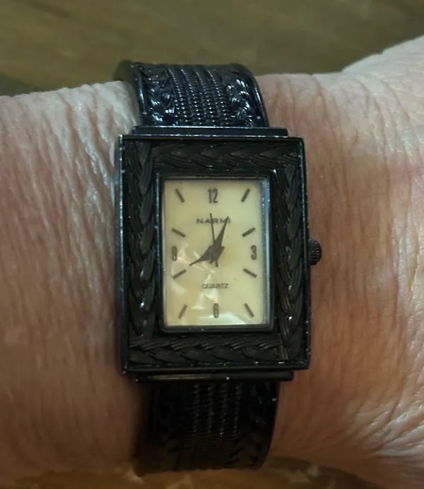 Narmi black quartz cuff watch - Image 3