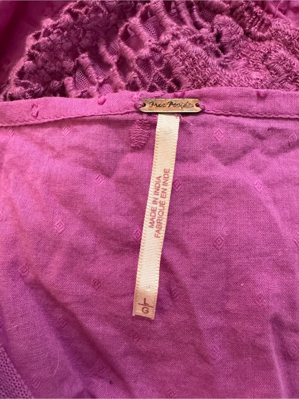 Free People Drive You Mad Neon Orchid Large Peasant Swiss Dot Purple Tie Sleeve - Image 9