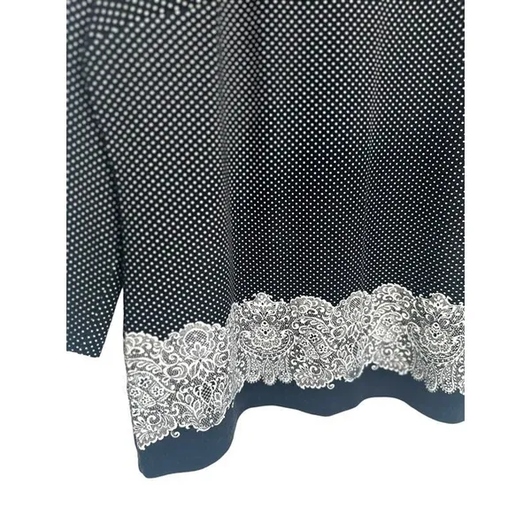 Talbots Womens Polka Dot‎ Lace Printed Knit Blouse Top Black White Size Large - Image 2