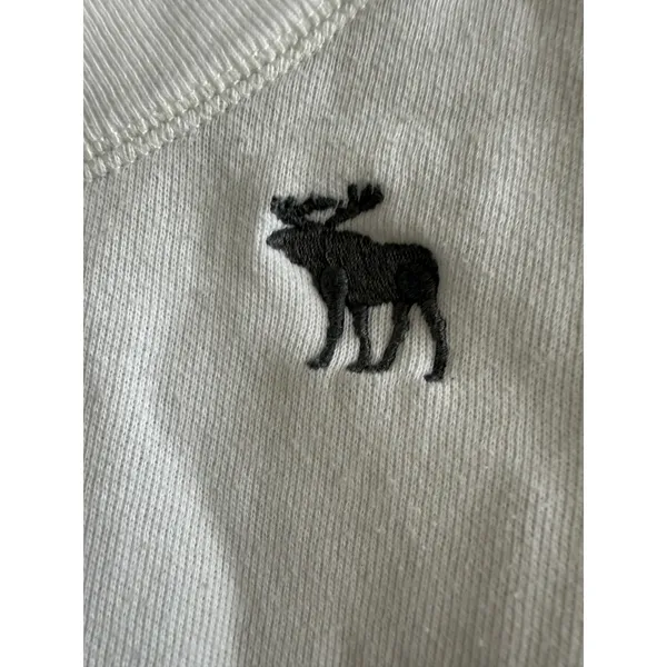 Vintage Abercrombie & Fitch Womens White y2k 3/4 Sleeve Moose Sweatshirt L‎ - Image 4