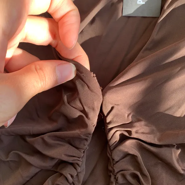 Pretty Little Thing Brown Long Sleeve Ruched Cut Out Maxi Dress - Image 5