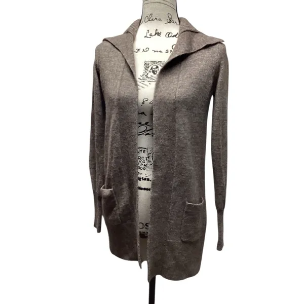 J crew wool blend open front long cardigan Taupe Brown. Size Small. - Image 4