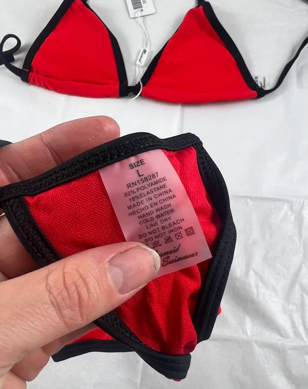Mermaid LG Red Black Thong Bikini Set - Image 2
