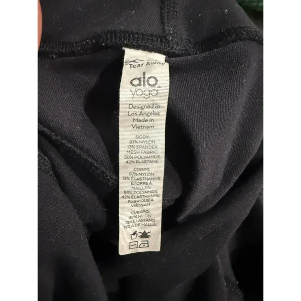 Alo Yoga Womens Black Moto Mesh Inset Capri Leggings High Rise Yoga Pants m - Image 6