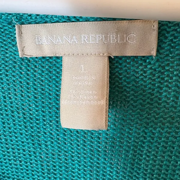 Banana Republic Colorblock Sweater Teal Navy Long Sleeve‎ Knit Top Large - Image 2