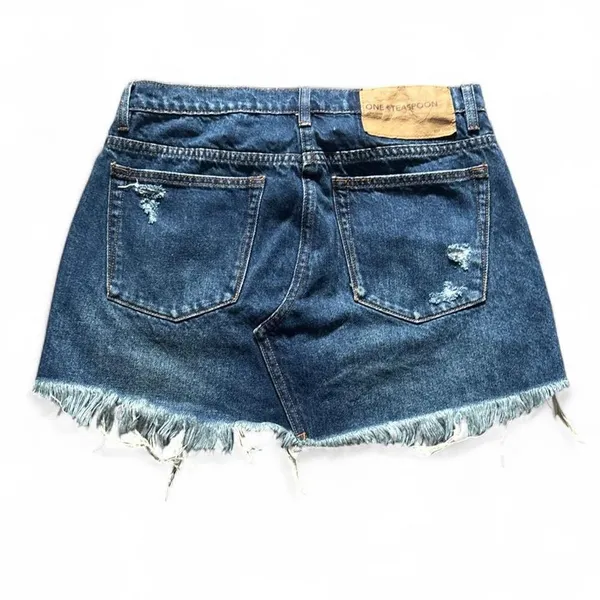 One Teaspoon Junkyard Low Waist Jean Skirt Sz 26 Distressed Low Rise Mini Denim - Image 4