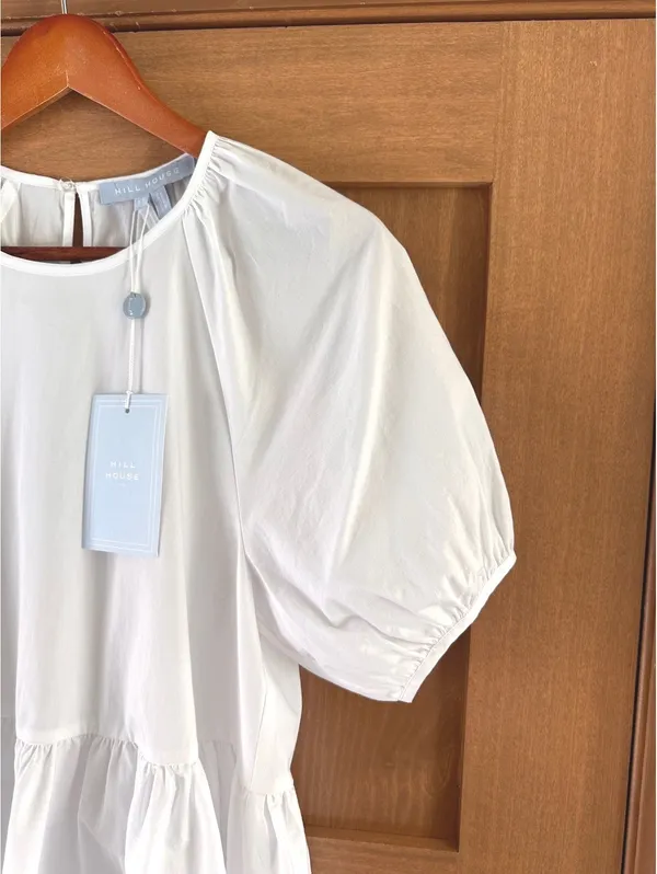 NWT Hill House Home The Francesca Peplum Top in White Cotton Women’s XS - Image 4