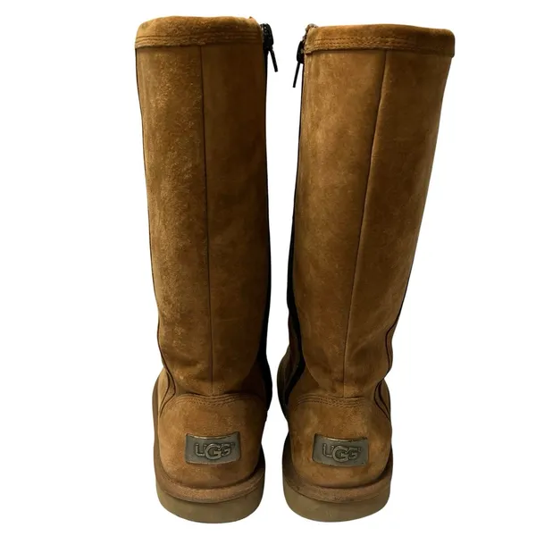 UGG Australia Kenly 1890 Winter Tall Chestnut Suede Side Zip Boots Womens Size 8 - Image 3