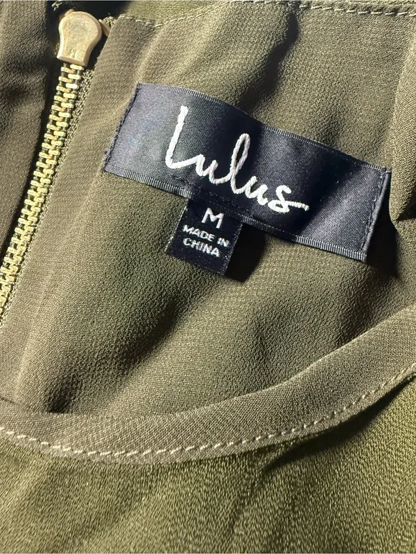 NWT Lulus Shift and Shout Dress Short Sleeves Mini Olive Green Size Medium M NEW - Image 3