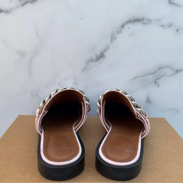 Givenchy 20mm women’s pink lizard embossed chain loafers mules size IT 37 US 7 - Image 9